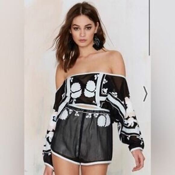 Alice McCall “In Many Ways” Black Mesh Romper Embroidery Size US 4 Cut Out Waist - Picture 1 of 16